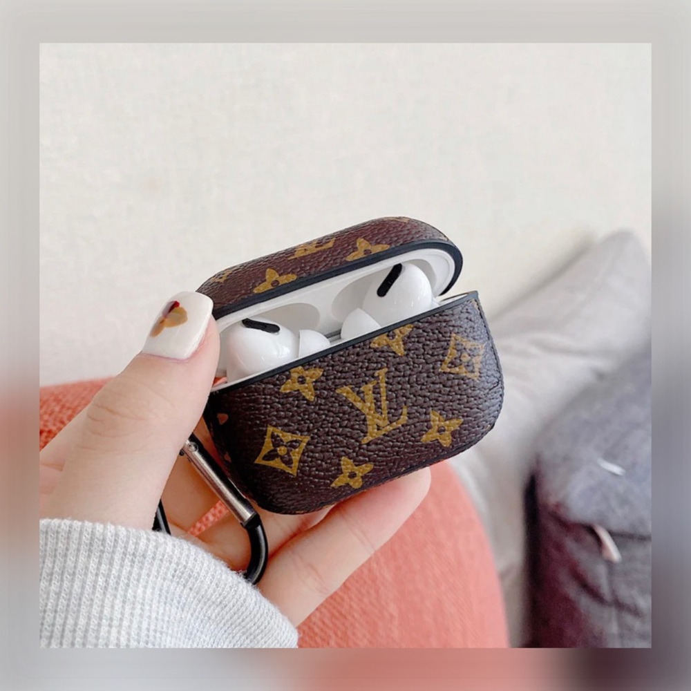 Designer-Style Brown Monogram AirPods Case